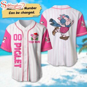 Personalized Name And Number Pink Piglet Christmas Baseball Jersey