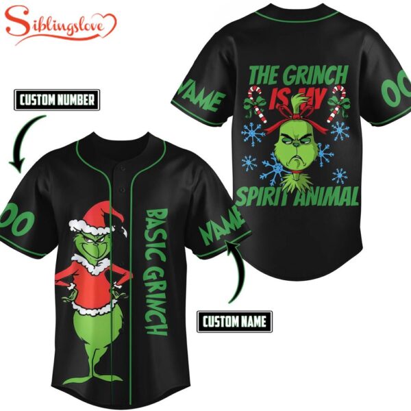 Personalized Name And Number The Grinch Baseball Jersey Shirt