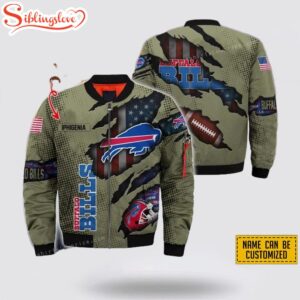 Personalized Name Buffalo Bills Veteran NFL Bomber Jacket