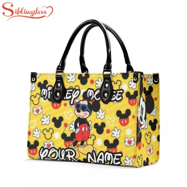 Personalized Name Cute Mickey Mouse Women Leather Handbag