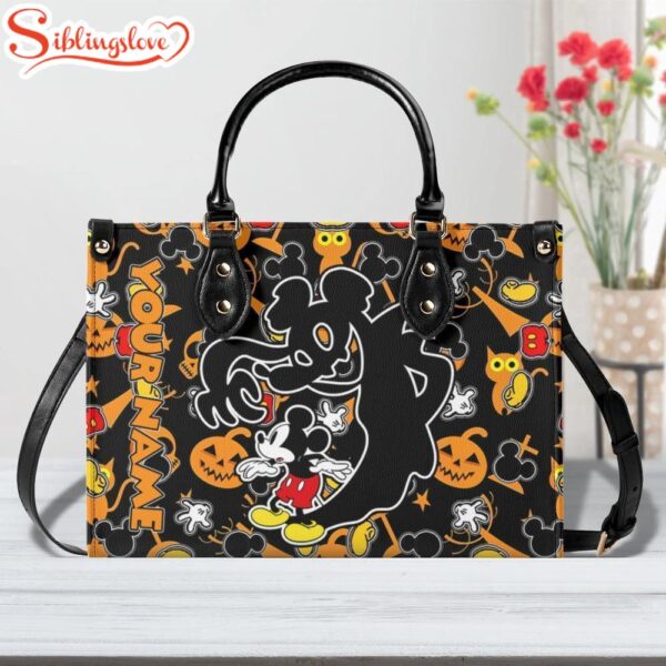 Personalized Name Disney Mickey Mouse Ghost Leather Handbag