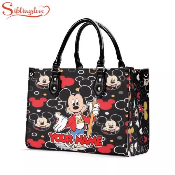 Personalized Name Disney Mickey Mouse Leather Handbag