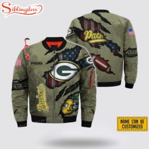 Personalized Name Green Bay Packers Veteran NFL Bomber Jacket