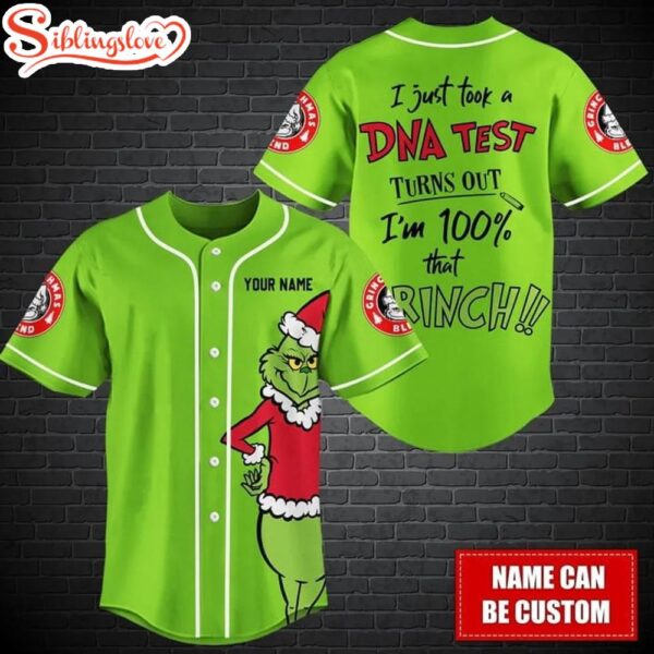 Personalized Name Grinch Christmas Funny  Baseball Jersey