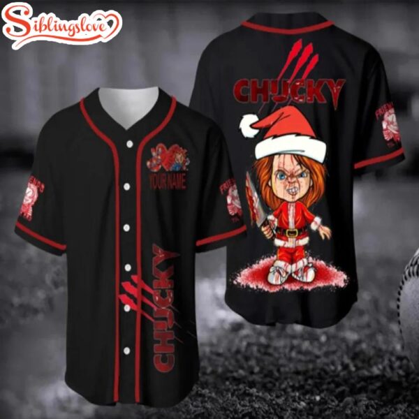 Personalized Name Halloween Chucky Christmas Baseball Jersey