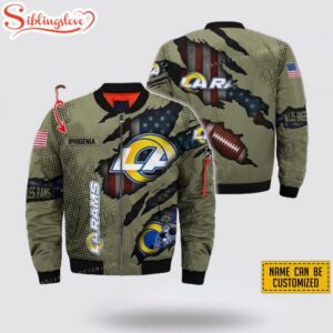 Personalized Name Los Angeles Rams Veteran NFL Bomber Jacket