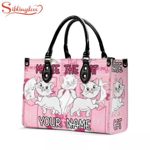 Personalized Name Marie The Cat Women Leather Handbag