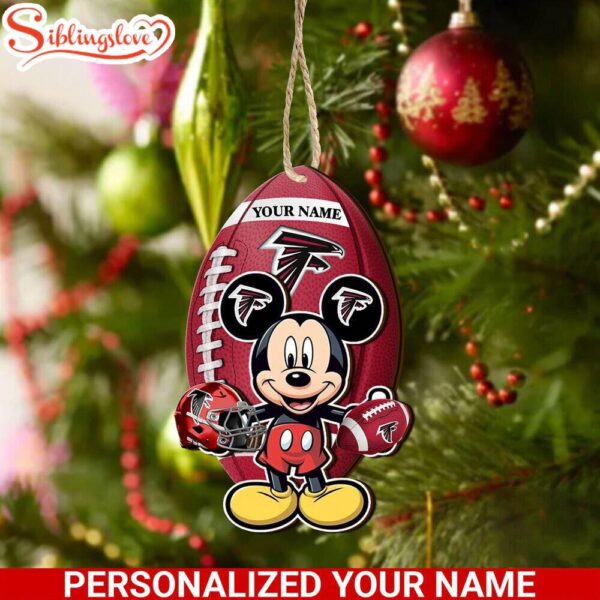 Personalized Name NFL Atlanta Falcons Football Team Mickey Mouse Christmas Ornament