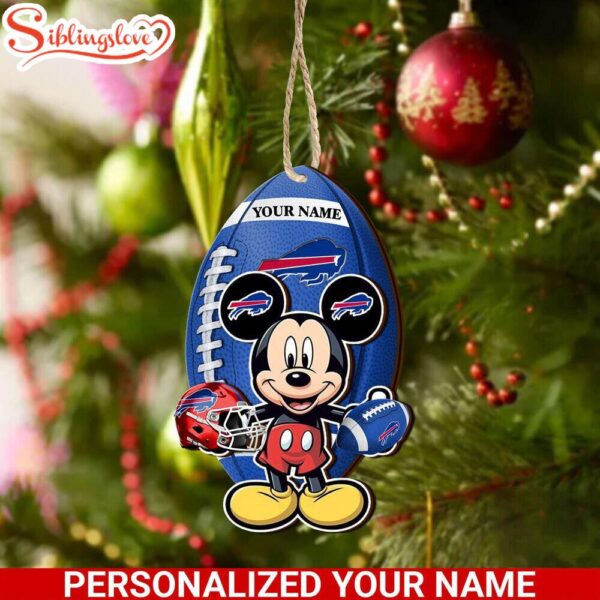 Personalized Name NFL Buffalo Bills Football Mickey Mouse Christmas Ornament