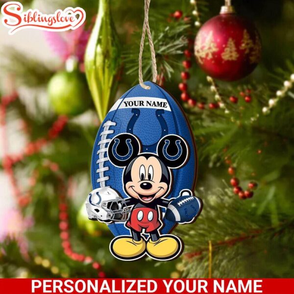 Personalized Name NFL Indianapolis Colts Football Mickey Mouse Christmas Ornament