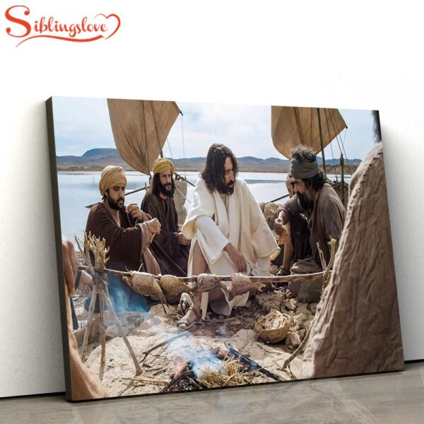 Peter And Jesus Fishing Jesus Canvas Wall Art