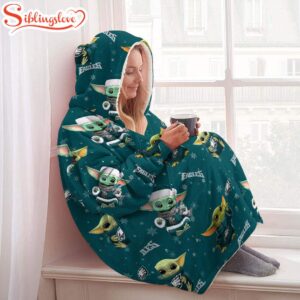 Philadelphia Eagles Baby Yoda Huggle Blanket Hoodie