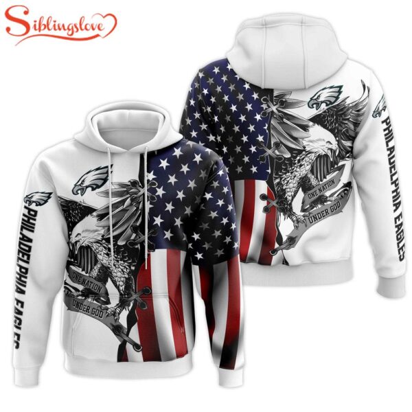 Philadelphia Eagles NFL Eagle Holding US Flag 3D Hoodie Shirt