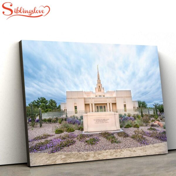 Phoenix Arizona Temple Purple Flower Pathway Canvas Wall Art Jesus Christ Picture Canvas