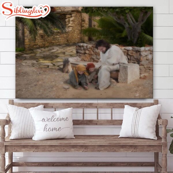 Pictures Of Jesus With Children As A Child Canvas Wall Art Christian Wall Decor