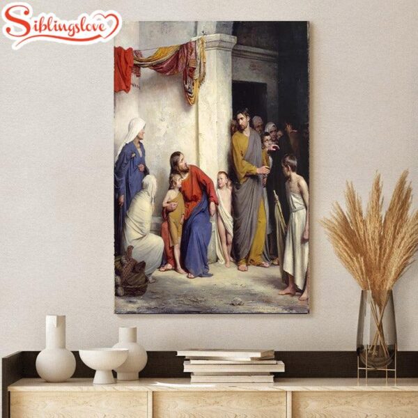 Pictures Of Jesus With Children Suffer The Children To Come Unto Me Portrait Canvas Wall Art