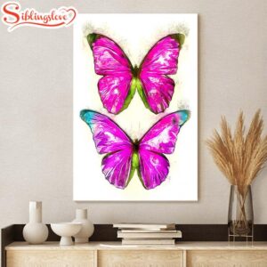 Pink Butterflies Painting Canvas Wall…