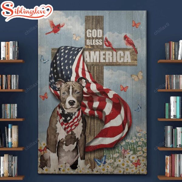 Pit Bull God Bless America Canvas Canvas Decor Ideas