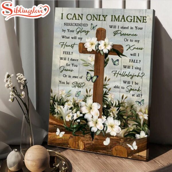 Plumeria Painting Jesus Cross I Can Only Imagine Canvas Wall Art