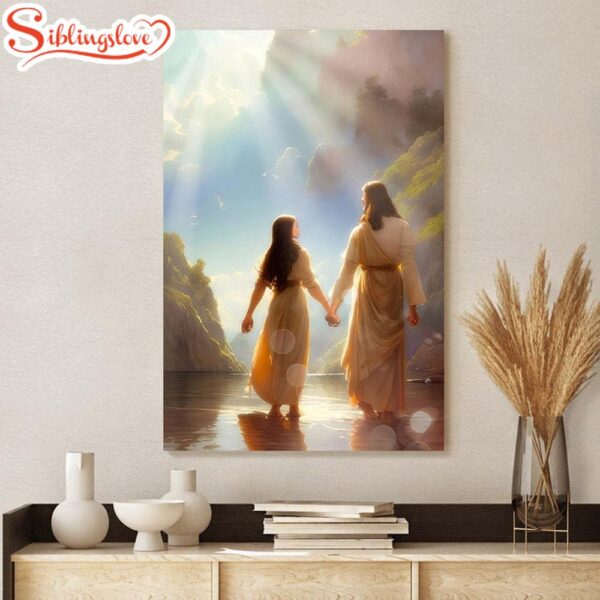 Premium Poster Ai Generated Art Woman Walking On The Water Jesus Canvas Pictures