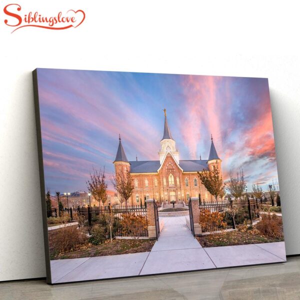 Provo City Center Temple Sunset Gates Canvas Wall Art Jesus Christ Picture Canvas