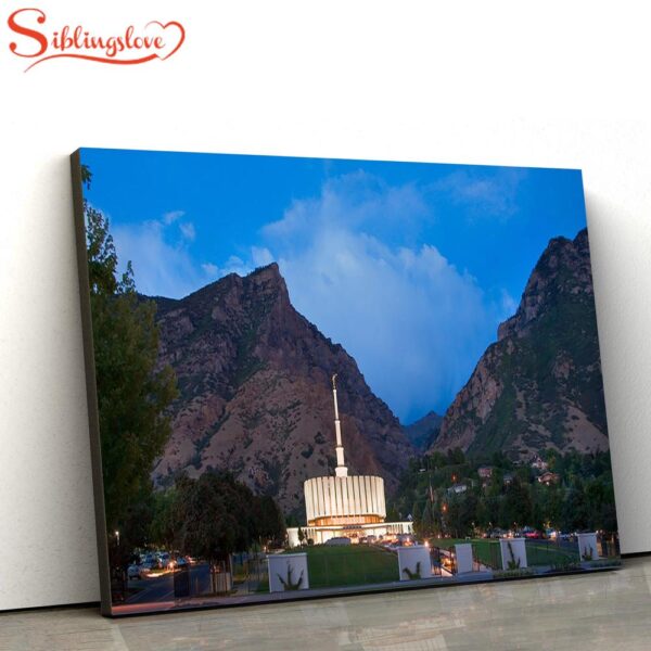 Provo Temple Night Panoramic Canvas Wall Art Jesus Christ Picture Canvas Christian Wall Art