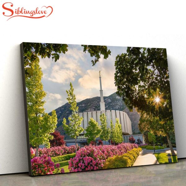 Provo Temple Pink Roses Canvas Wall Art Jesus Christ Picture Canvas Christian Wall Art