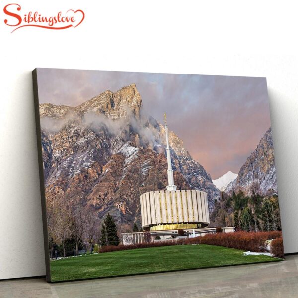 Provo Temple Spring Snow Canvas Wall Art Jesus Christ Picture Canvas Christian Wall Art