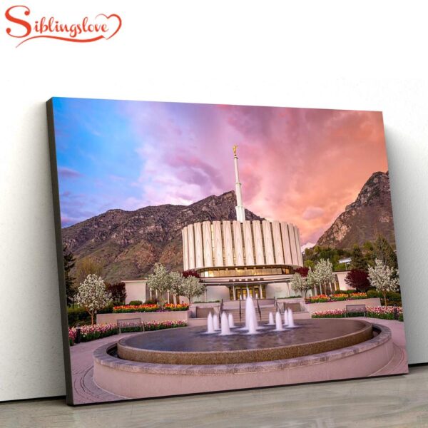 Provo Temple Sunset Storm Canvas Wall Art Jesus Christ Picture Canvas Christian Wall Art