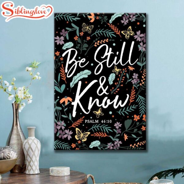 Psalm 4610 Be Still And Know Wildflowers Butterflies Christian Canvas Art