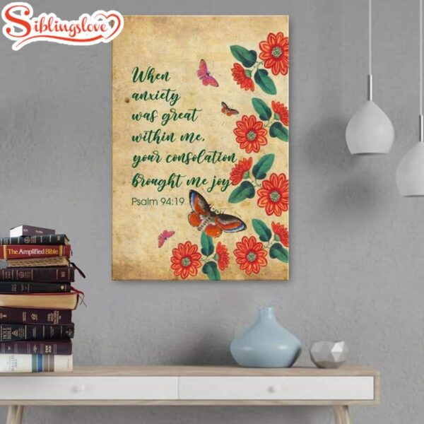 Psalm 9419 When Anxiety Was Great Within Me Canvas Art