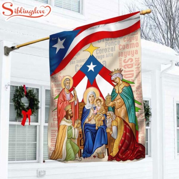 Puerto Rico Three Wise Men Nativity Of Jesus Garden House Flag Gift For God Lovers