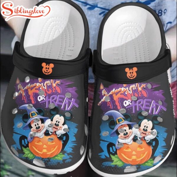 Pumpkin Trick Or Treat Mickey Mouse Couple Classic Clogs Shoes Cartoon Gift Shoes