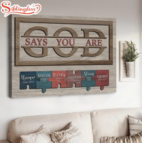 Puzzles God Says You Are Canvas Wall Art