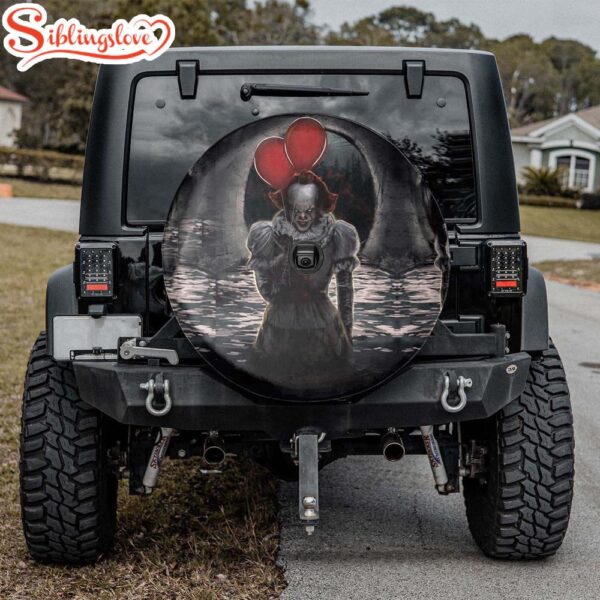 Red Balloon Halloween Horror Spare Tire Cover Gift For Campers