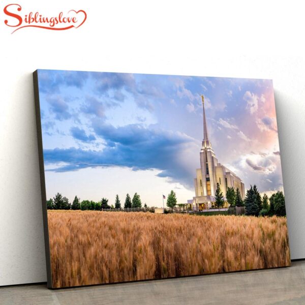 Rexburg Temple Field Sunset Canvas Wall Art Jesus Christ Picture Canvas Christian Wall Art