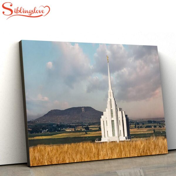 Rexburg Temple R Mountain Panoramic Canvas Wall Art Jesus Christ Picture Canvas Christian Wall Art