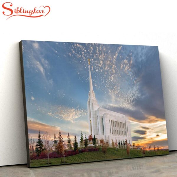 Rexburg Temple Radiant Alabaster Panoramic Canvas Wall Art Jesus Christ Picture Canvas