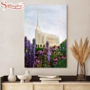 Rexburg Temple Summer Flowers Canvas…