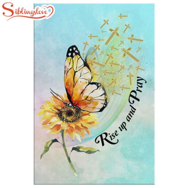 Rise Up And Pray Butterfly Sunflower Canvas Wall Art Prints