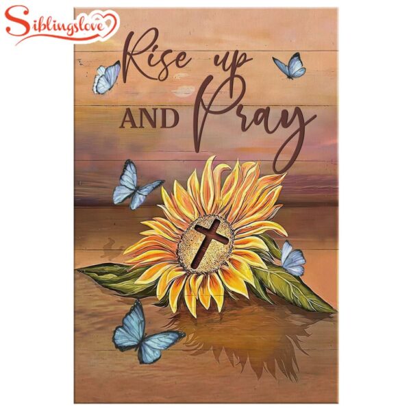 Rise Up And Pray Sunflower Cross Canvas Wall Art Prints