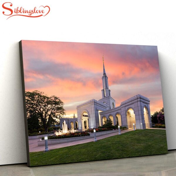 Sacramento California Temple Sunset Canvas Wall Art Jesus Christ Picture Canvas Christian Wall Art