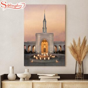 Sacramento Temple Evening Fountain Canvas…