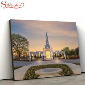 Sacramento Temple Sunset Fountains Canvas…