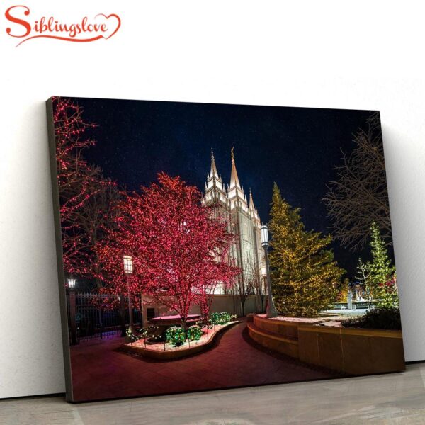 Salt Lake Temple Christmas Pathway Canvas Wall Art Jesus Christ Picture Canvas