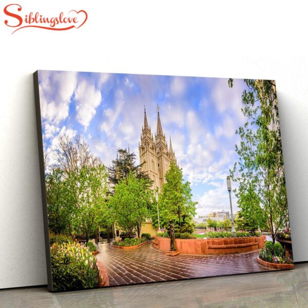 Salt Lake Temple Summer Pathway Canvas Wall Art Jesus Christ Picture Canvas