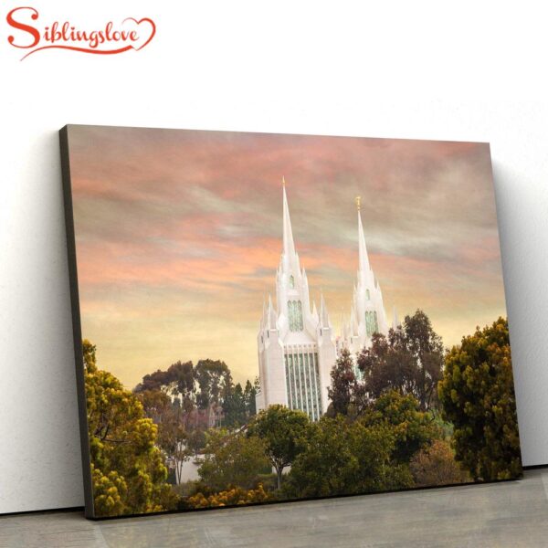 San Diego Temple Yellow Skies Canvas Wall Art Jesus Christ Picture Canvas Christian Wall Art