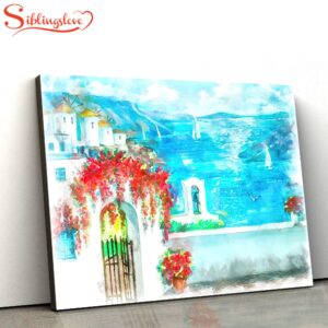 Santorini Seascape Painting Canvas Wall…