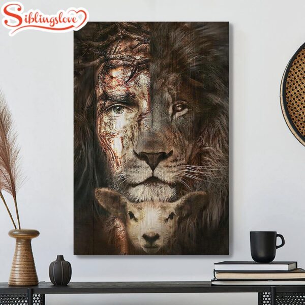 Scripture Canvas Jesus Christ Poster Christian Canvas Art Lion And Goat Canvas Poster Jesus Canvas