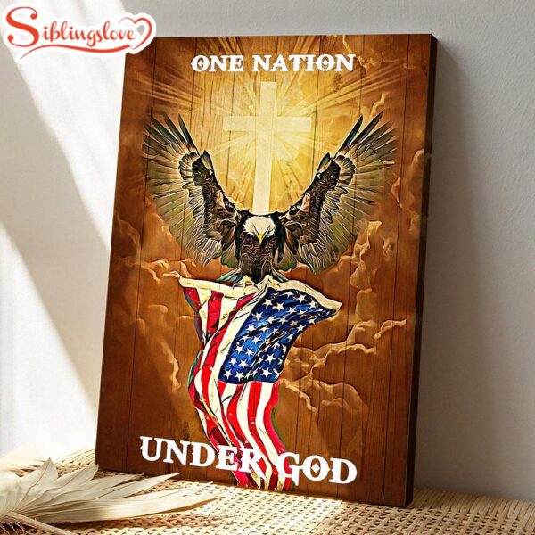 Scripture Canvas Wall Art Jesus Poster Flag American One Nation Under God Canvas Poster